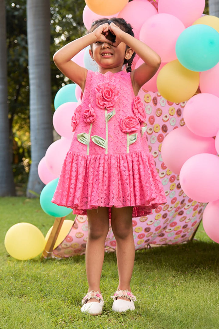 I Can Grow A Pink Garden On My Dress – Pink Designer Dress for Girls | PNK – Isha Arora India