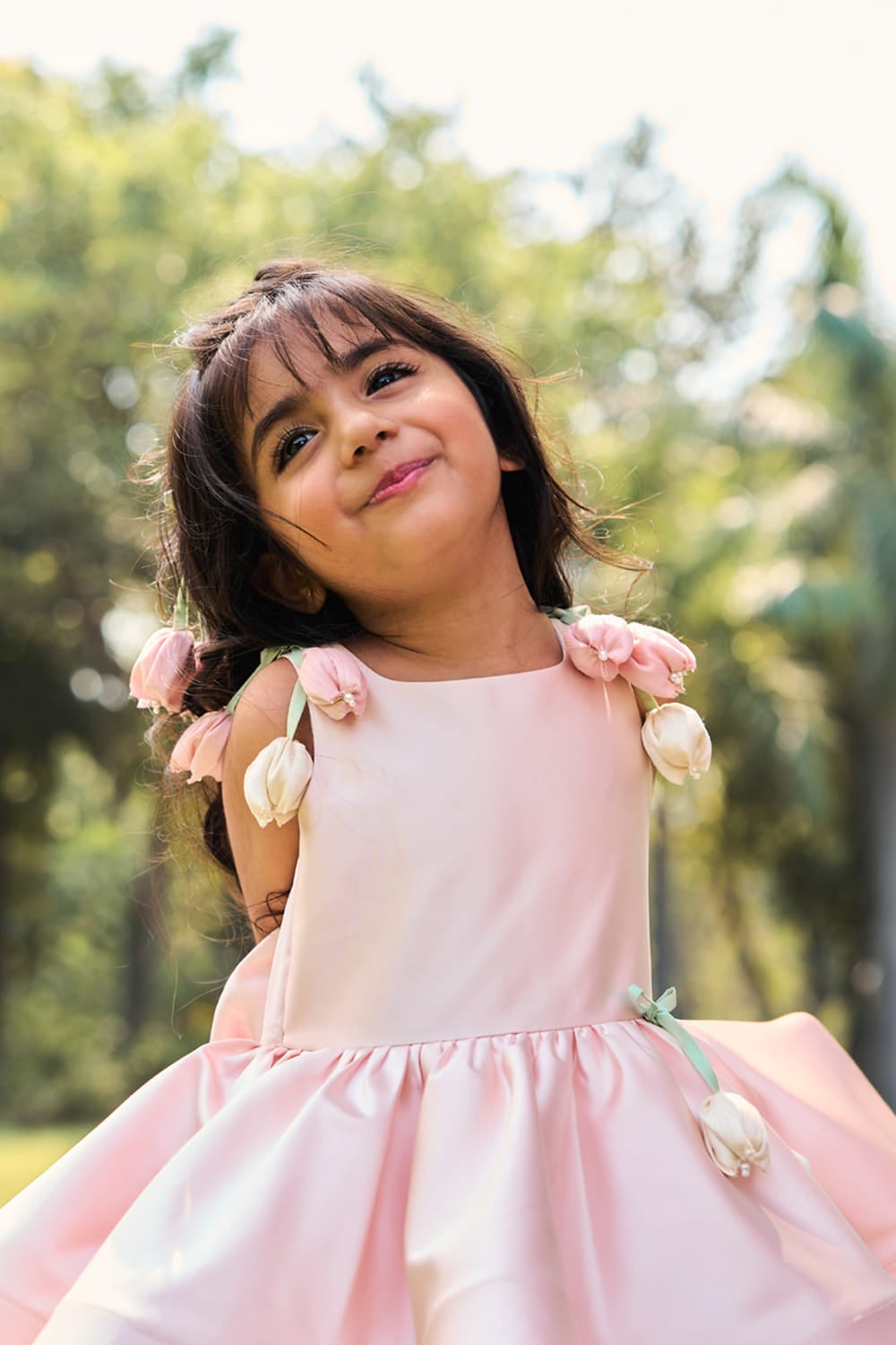 I Love Tulips Pink Birthday Dress – Purple Designer Dress for Girls | PNK – Isha Arora India