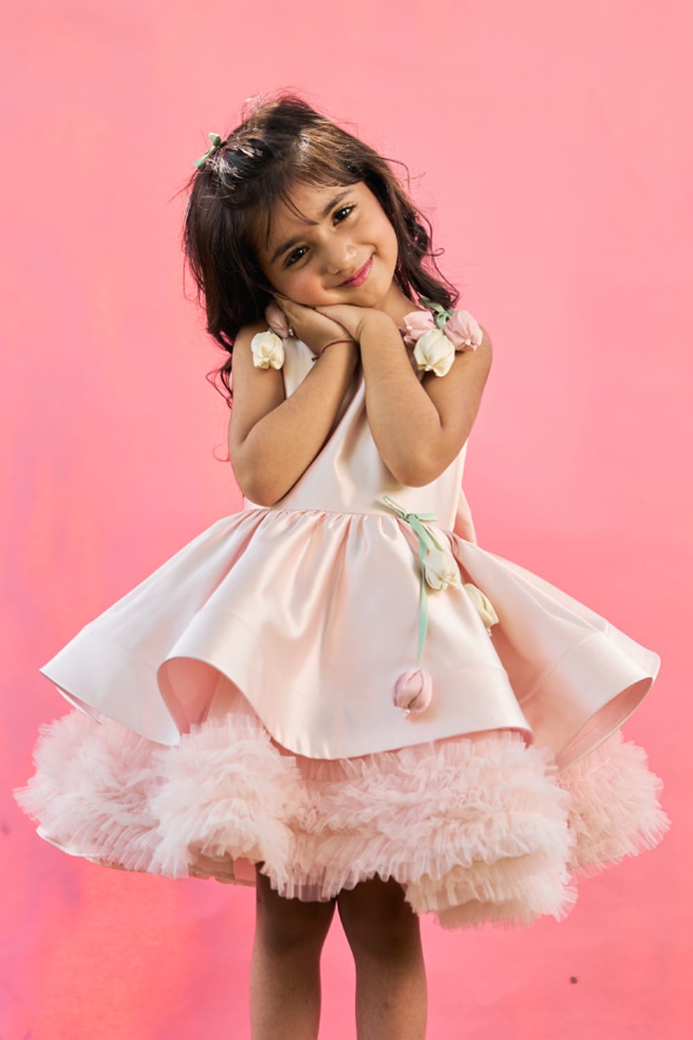 I Love Tulips Pink Birthday Dress – Purple Designer Dress for Girls | PNK – Isha Arora India