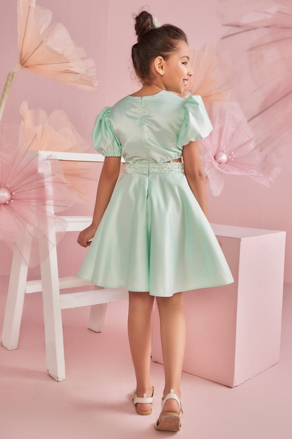 Mint Green Cut Out Dress – Green Designer Dress for Girls | PNK – Isha Arora India