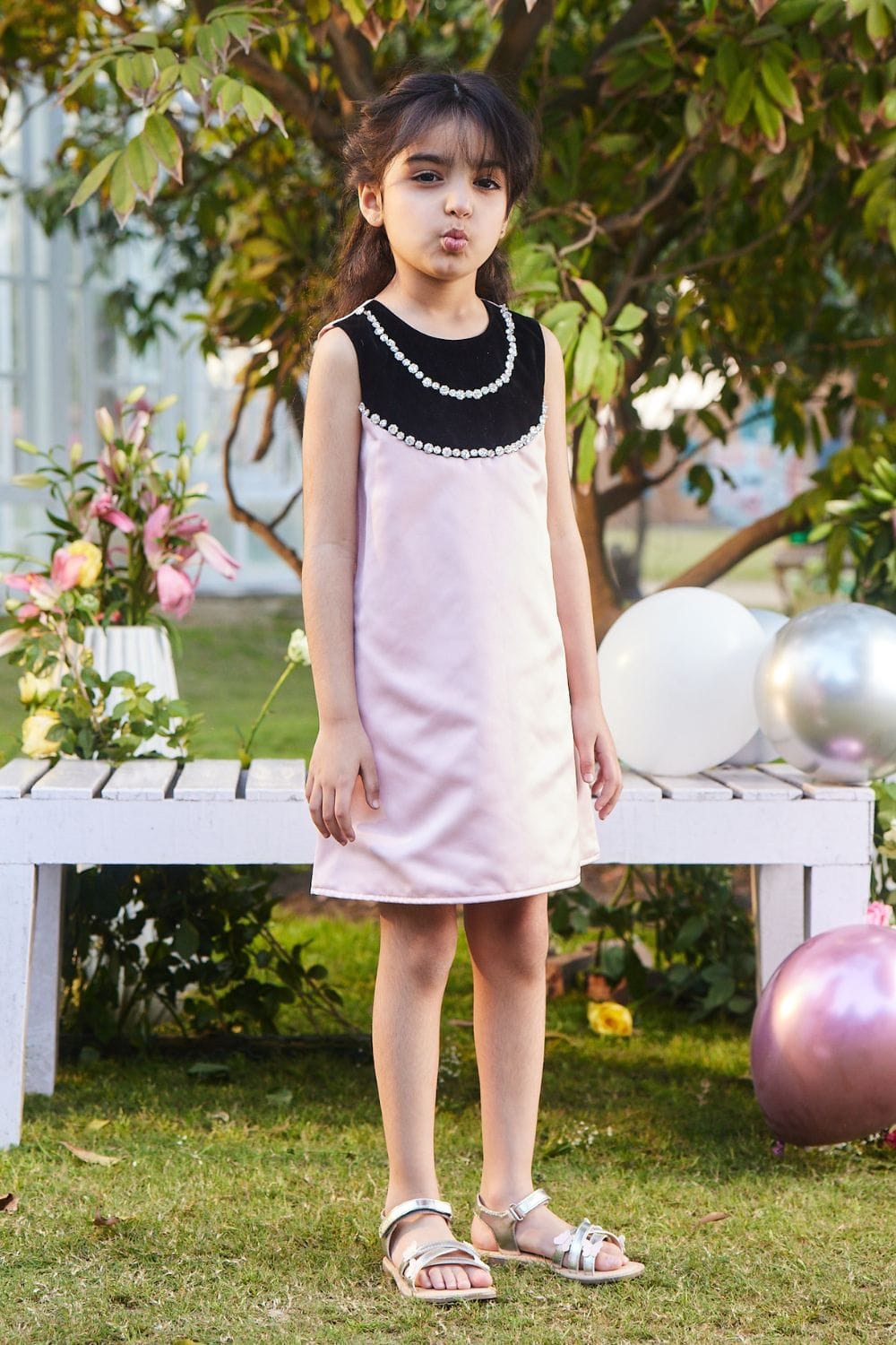 Miss Sparkles Summer Dress – Pink Designer Dress for Girls | PNK – Isha Arora India