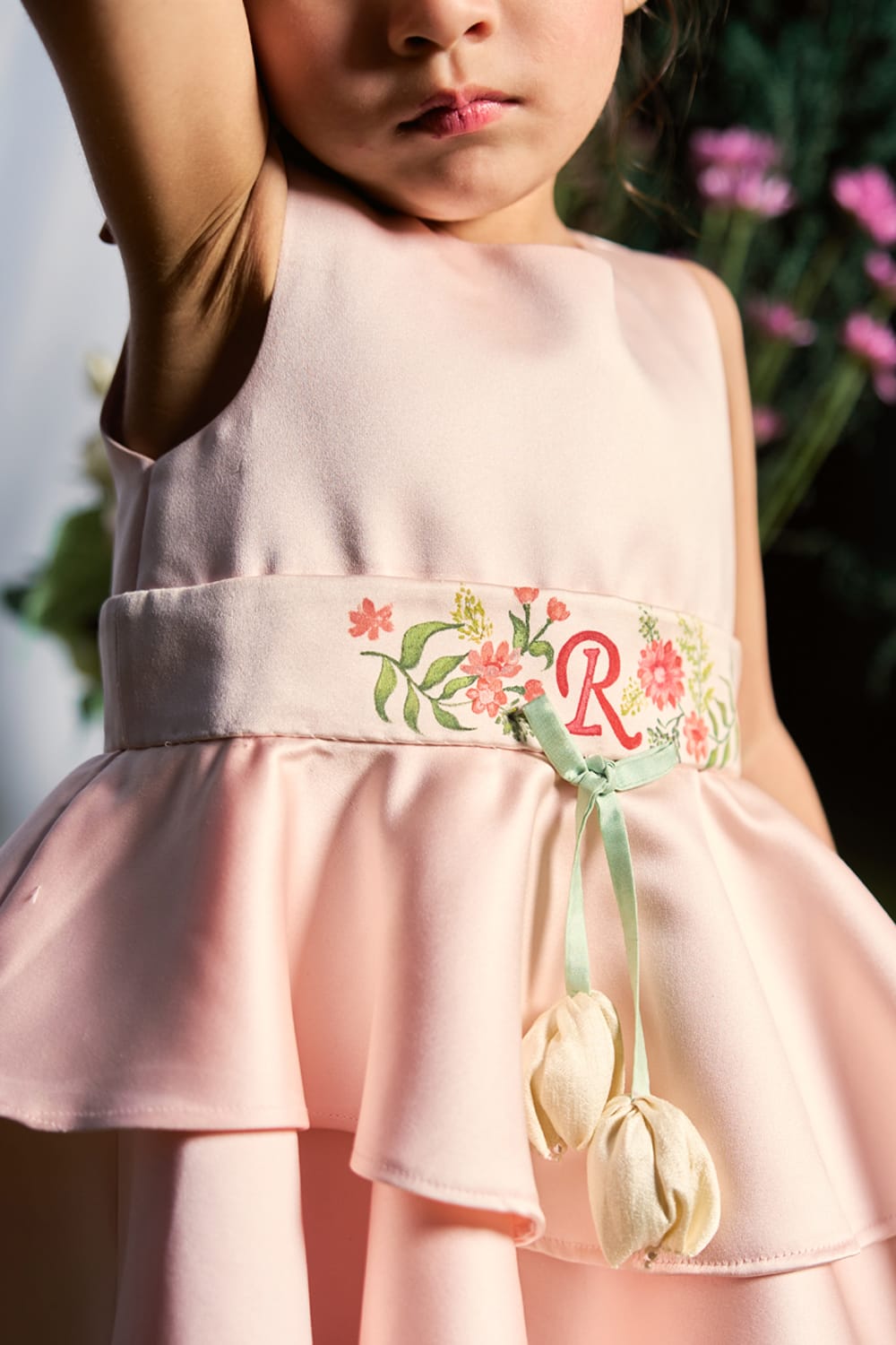 My Name Alphabet on Belt Dress – Blue Designer Dress for Girls | PNK – Isha Arora India