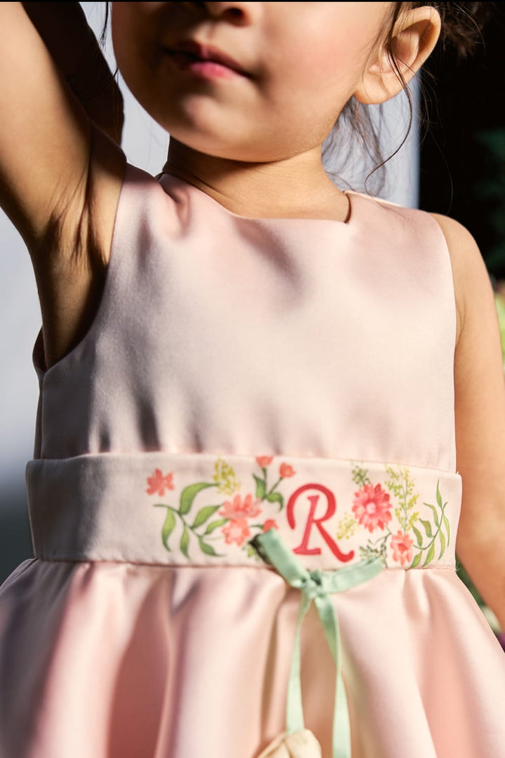 My Name Alphabet on Belt Dress – Blue Designer Dress for Girls | PNK – Isha Arora India