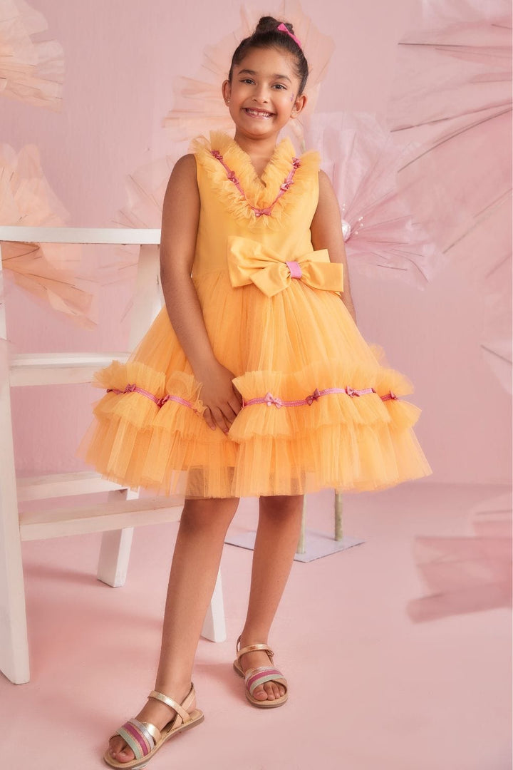 Orange Popsicle Dress – Orange Designer Dress for Girls | PNK – Isha Arora India