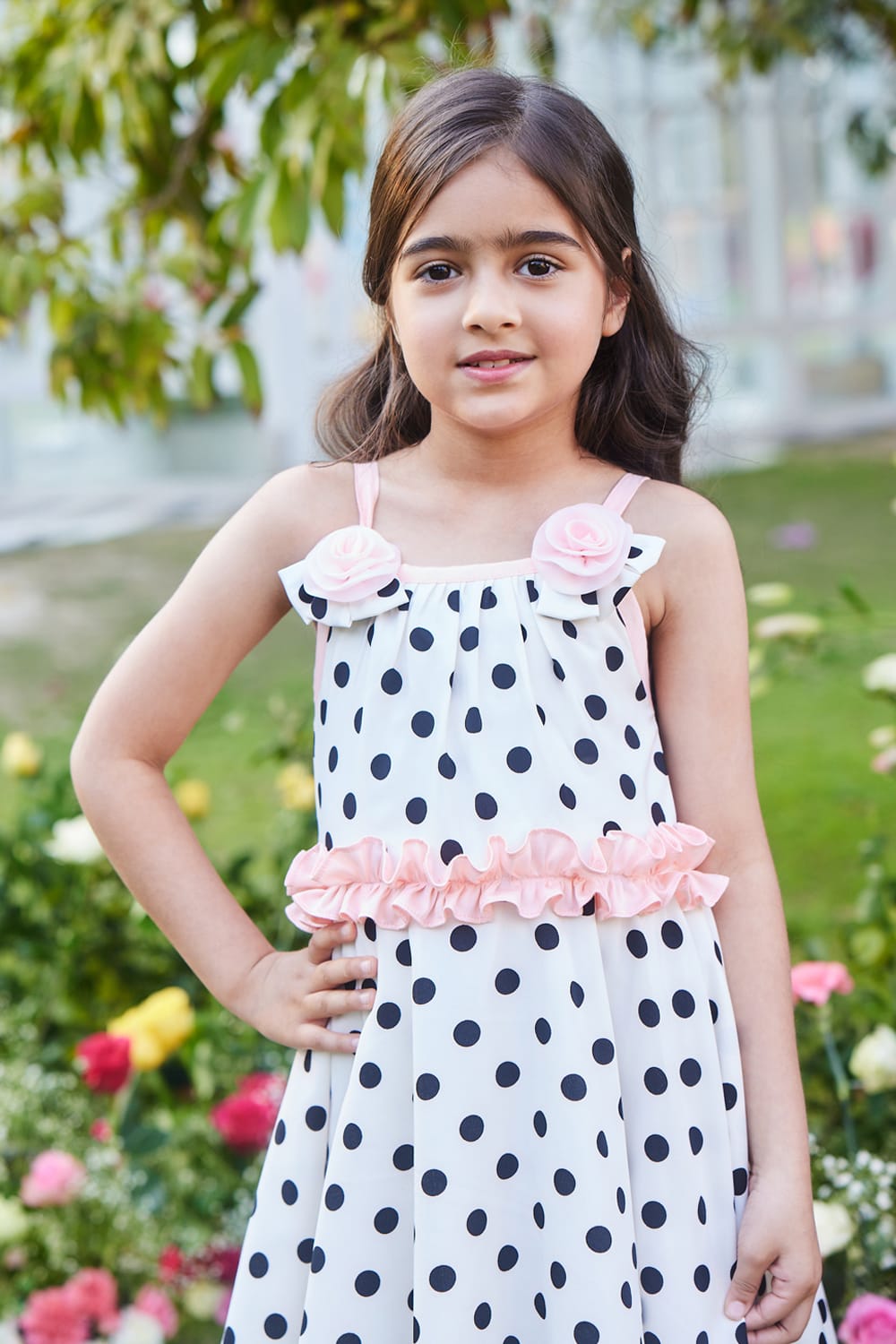 Peach Cupcake Dress – White Designer Dress for Girls | PNK – Isha Arora India