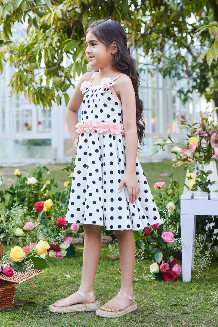 Peach Cupcake Dress – White Designer Dress for Girls | PNK – Isha Arora India
