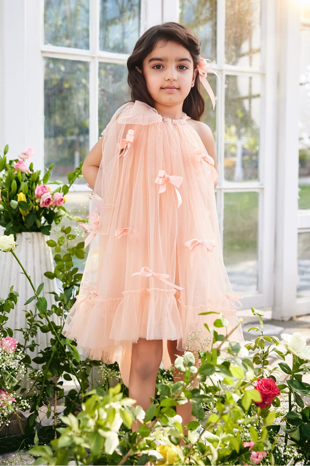 Peach Dew Drops Dress – Peach Designer Dress for Girls | PNK – Isha Arora India