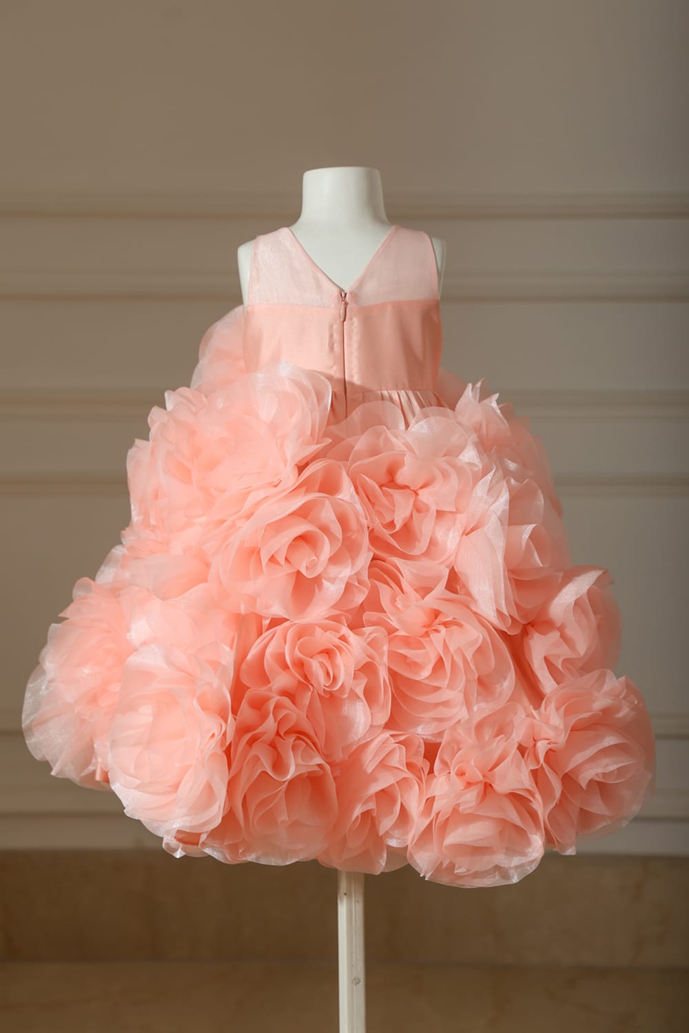 Peach Flower Bloom Dress – Peach Designer Dress for Girls | PNK – Isha Arora India