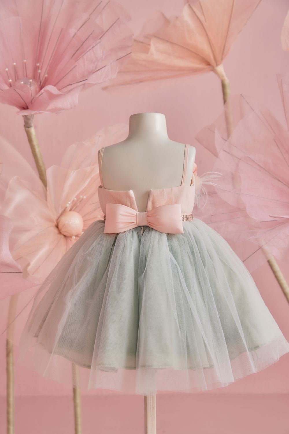 Peach & Soft Aqua Dress – Peach Designer Dress for Girls | PNK – Isha Arora India