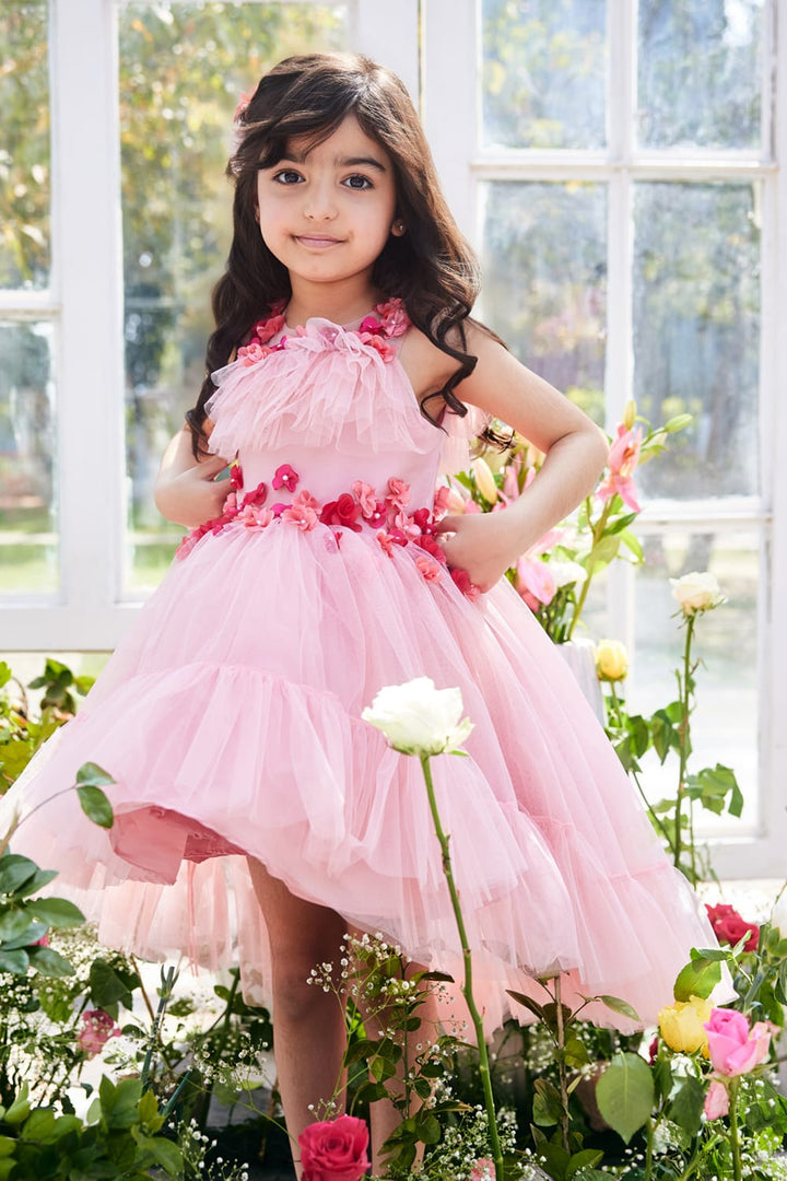 Pink Cloud High Low Dress – Pink Designer Dress for Girls | PNK – Isha Arora India