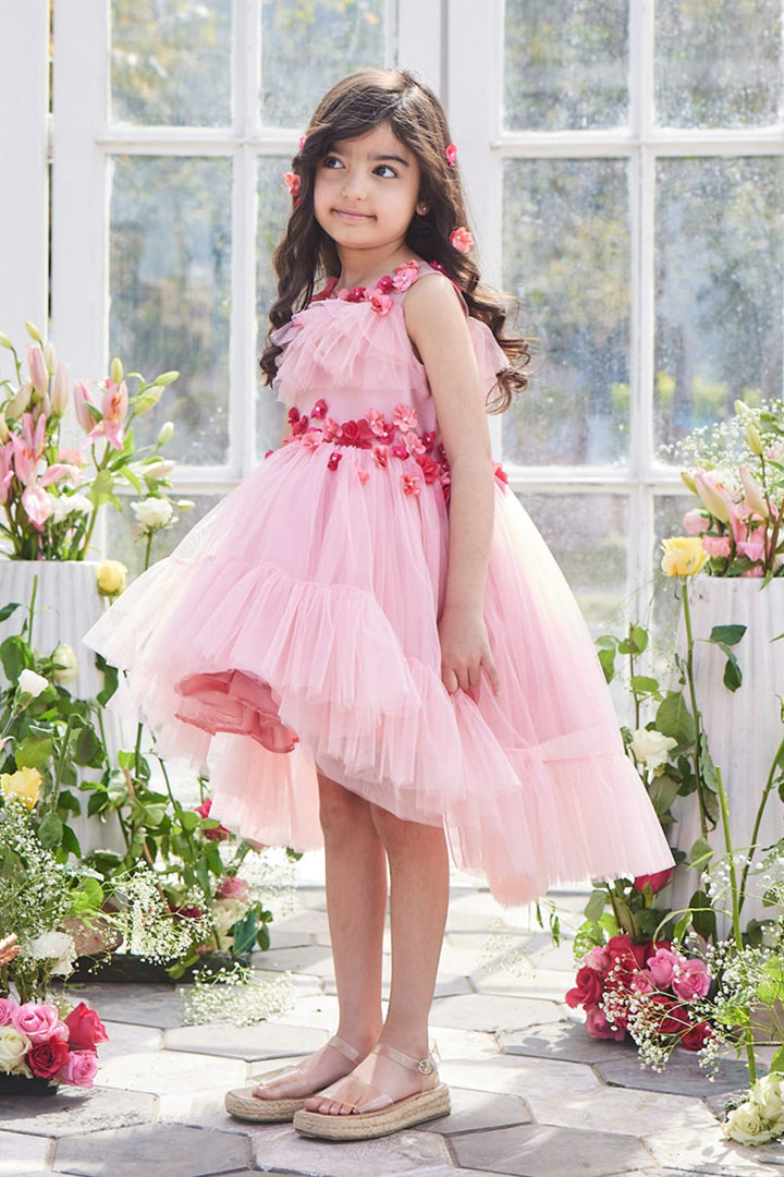 Pink Cloud High Low Dress – Pink Designer Dress for Girls | PNK – Isha Arora India