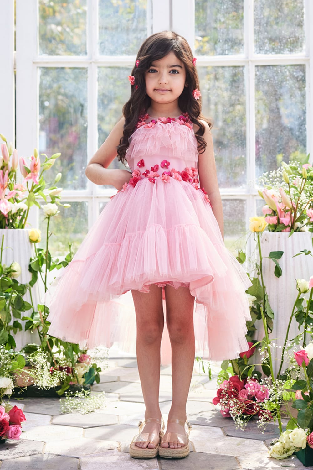 Pink Cloud High Low Dress – Pink Designer Dress for Girls | PNK – Isha Arora India
