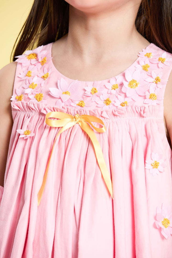 Pink Daisy Blossoms Balloon Dress – Pink Designer Dress for Girls | PNK – Isha Arora India