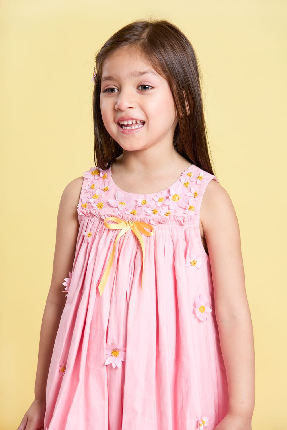 Pink Daisy Blossoms Balloon Dress – Pink Designer Dress for Girls | PNK – Isha Arora India