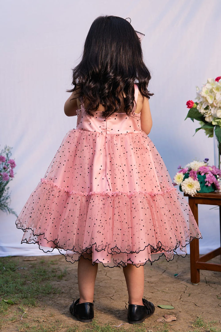 Pink Polka & Big Bow Dress – Pink Designer Dress for Girls | PNK – Isha Arora India