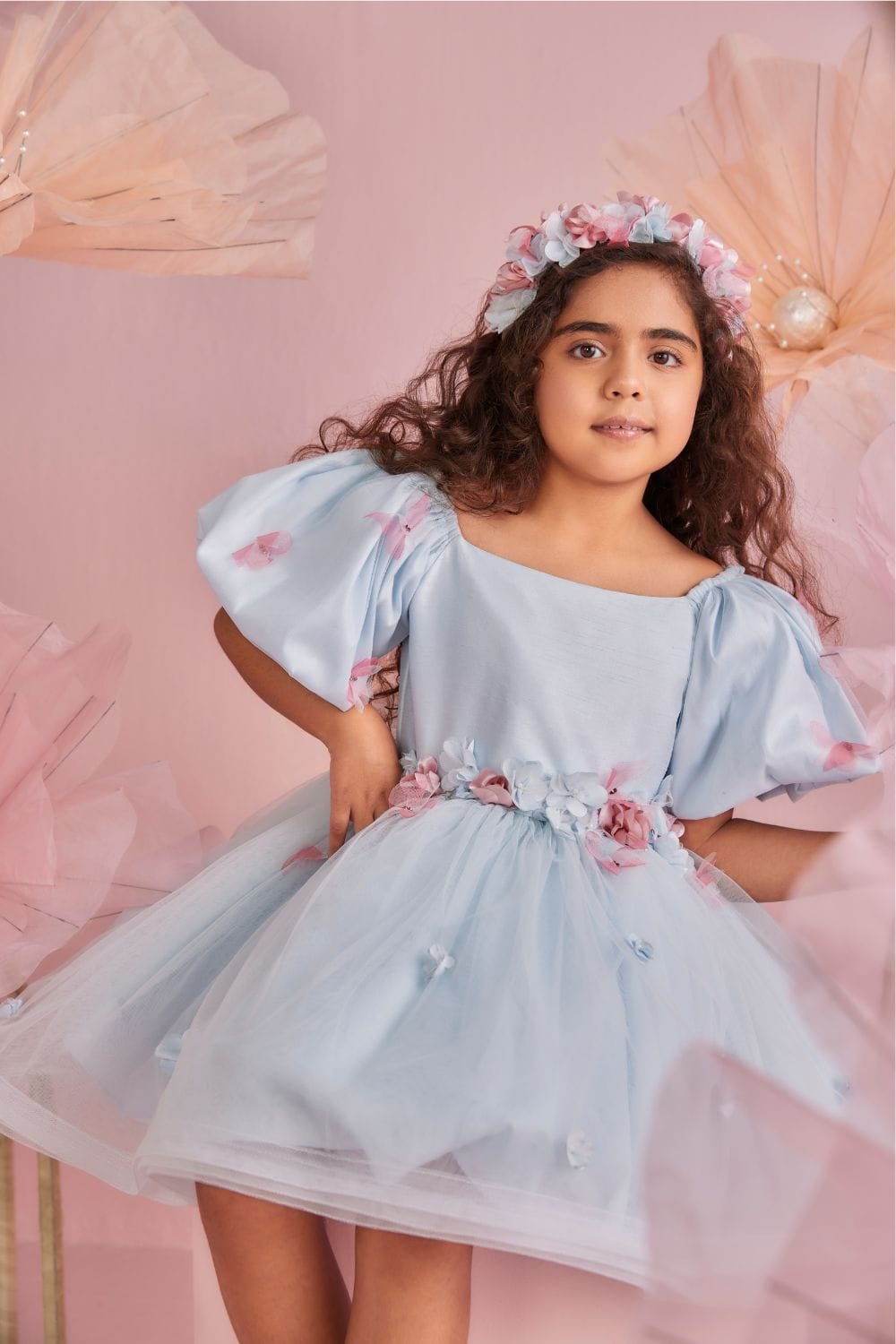 Powder Blue Princess' Dress – Yellow Designer Dress for Girls | PNK – Isha Arora India