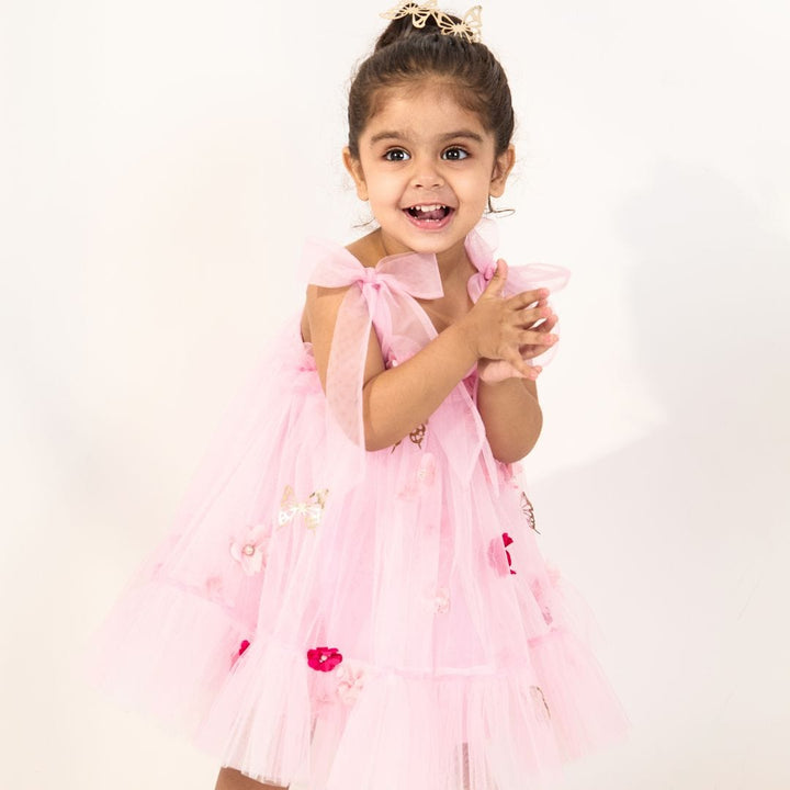 Pretty in Pink Birthday Dress – Pink Designer Dress for Girls | PNK – Isha Arora India