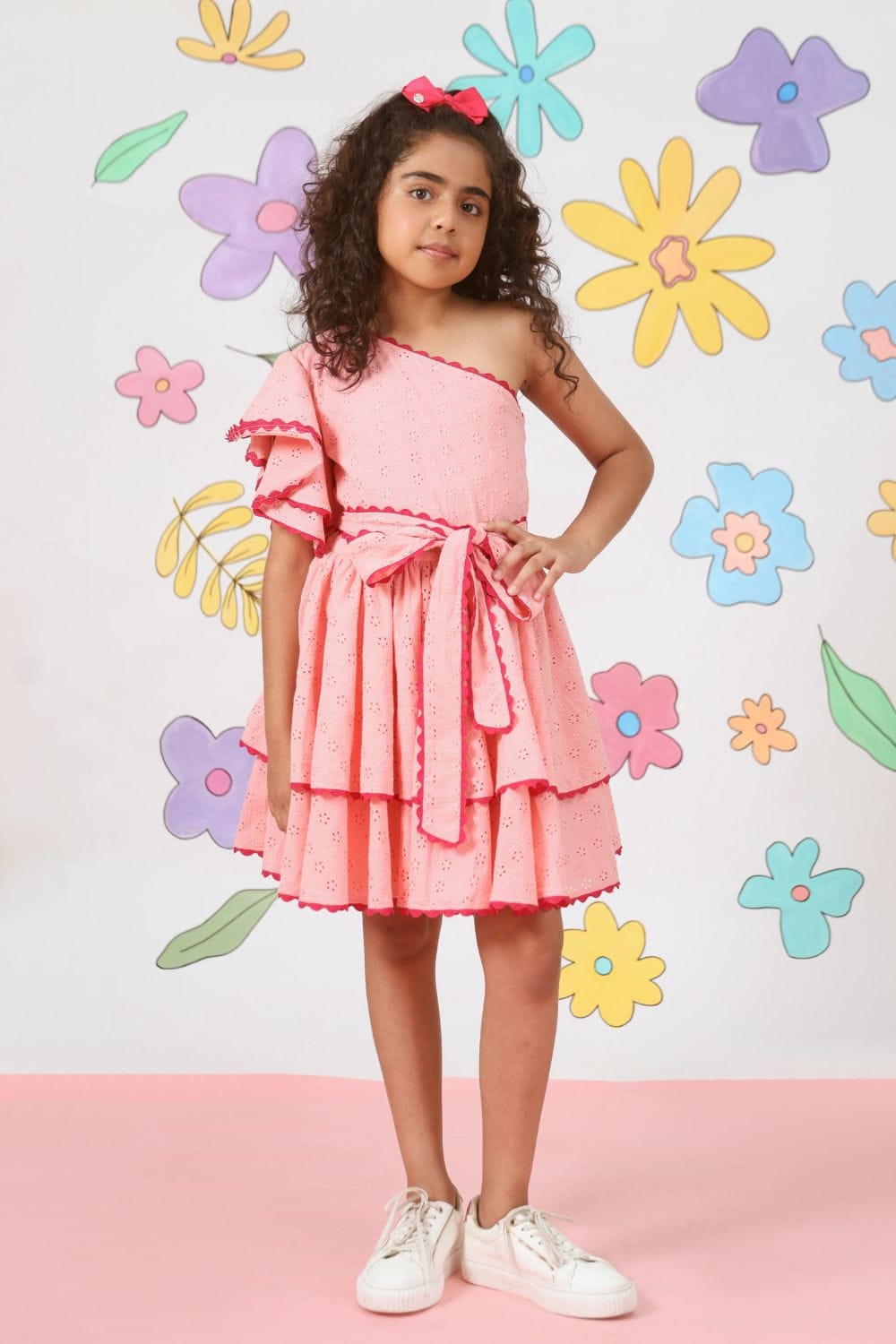 Rasberry Squeeze One Shoulder Summer Dress – Pink Designer Dress for Girls | PNK – Isha Arora India