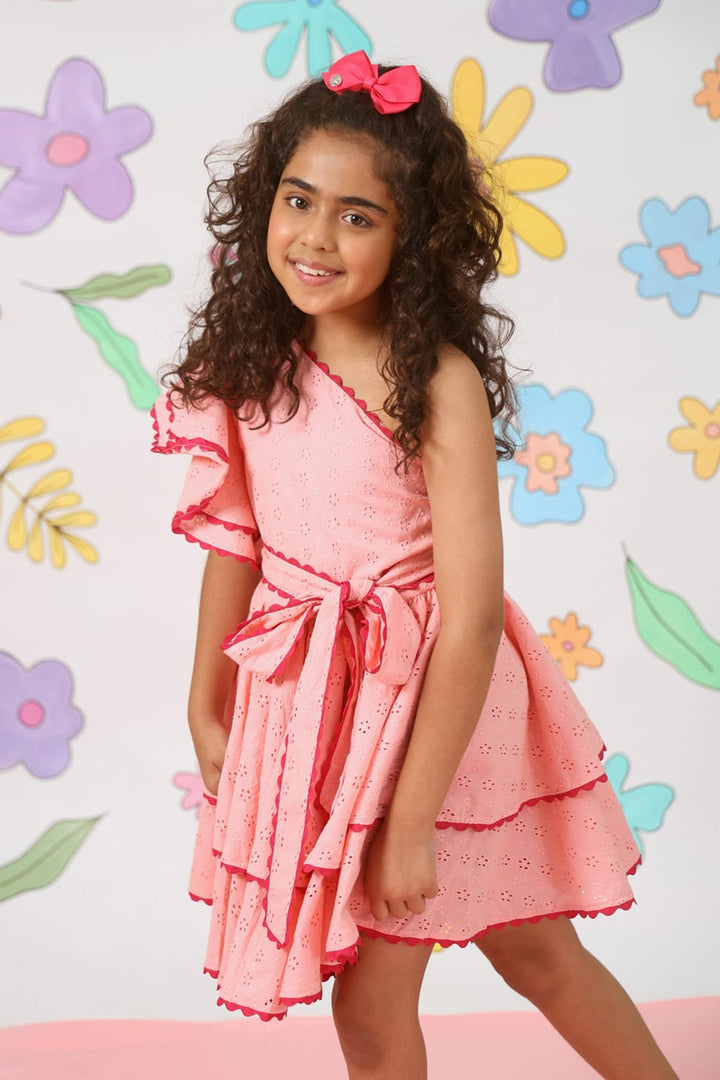 Rasberry Squeeze One Shoulder Summer Dress – Pink Designer Dress for Girls | PNK – Isha Arora India