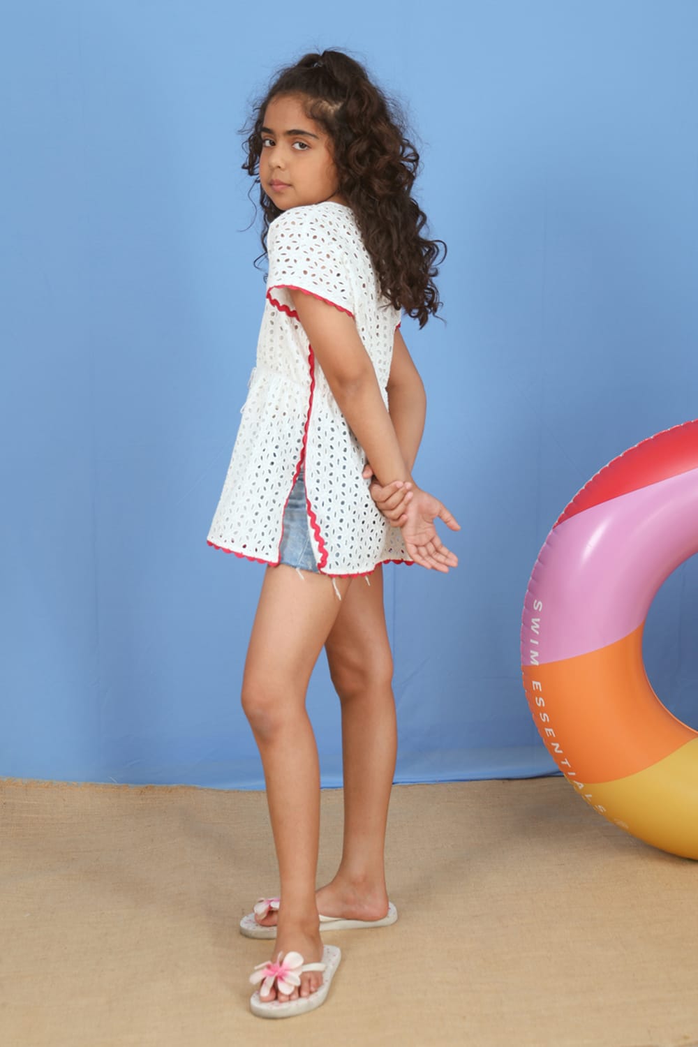 Schiffli Cover-Up Pink Lace – Pink Designer Dress for Girls | PNK – Isha Arora India