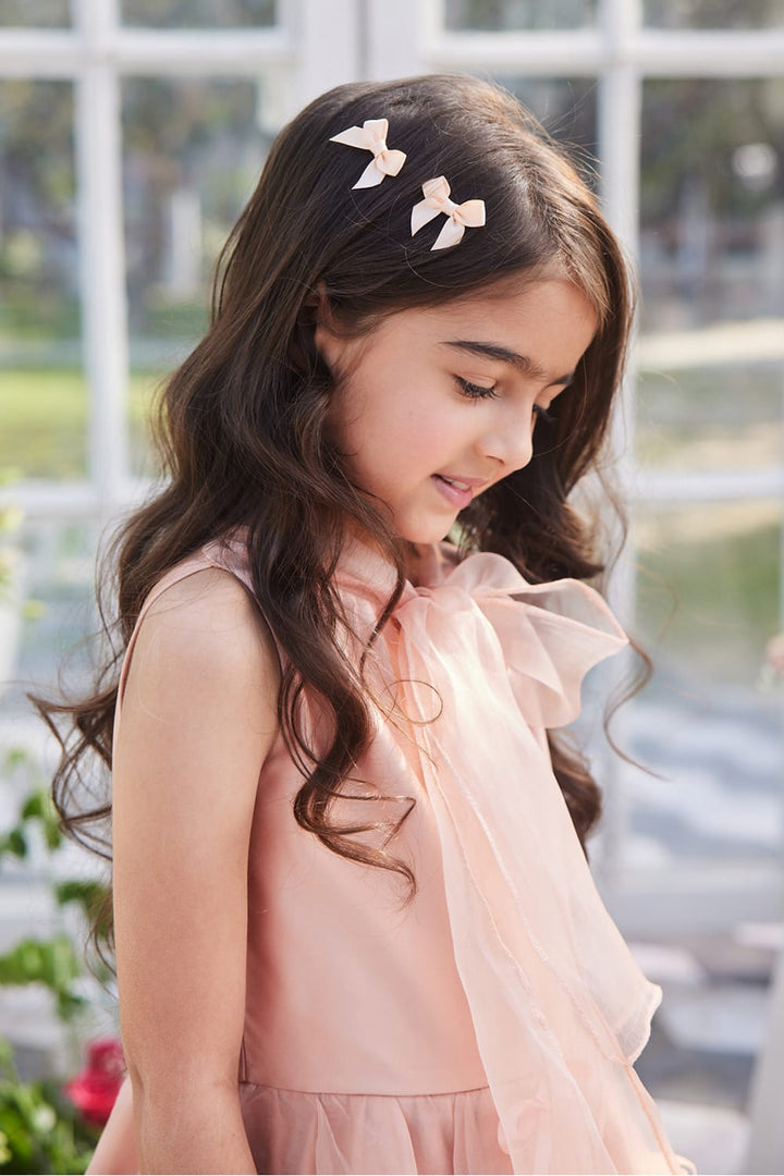 Snow Peach Dress – Peach Designer Dress for Girls | PNK – Isha Arora India