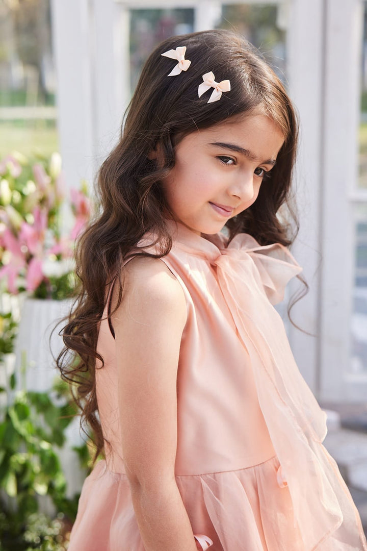 Snow Peach Dress – Peach Designer Dress for Girls | PNK – Isha Arora India