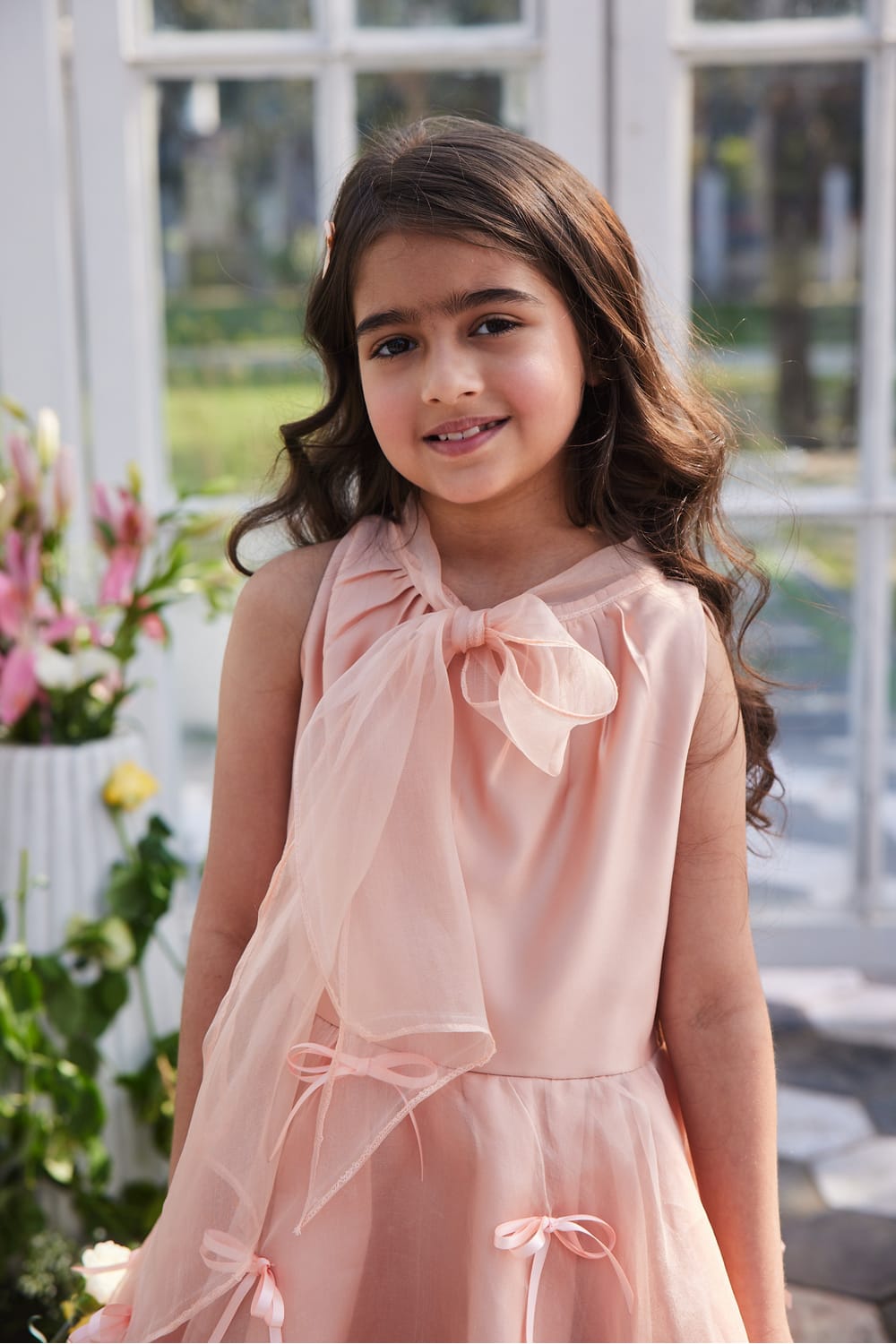 Snow Peach Dress – Peach Designer Dress for Girls | PNK – Isha Arora India