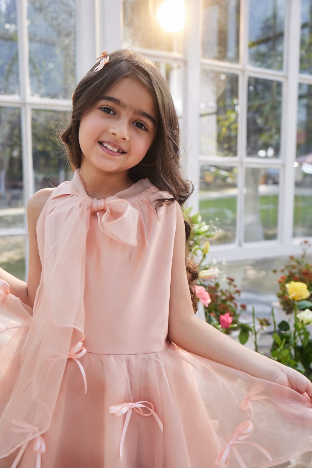 Snow Peach Dress – Peach Designer Dress for Girls | PNK – Isha Arora India