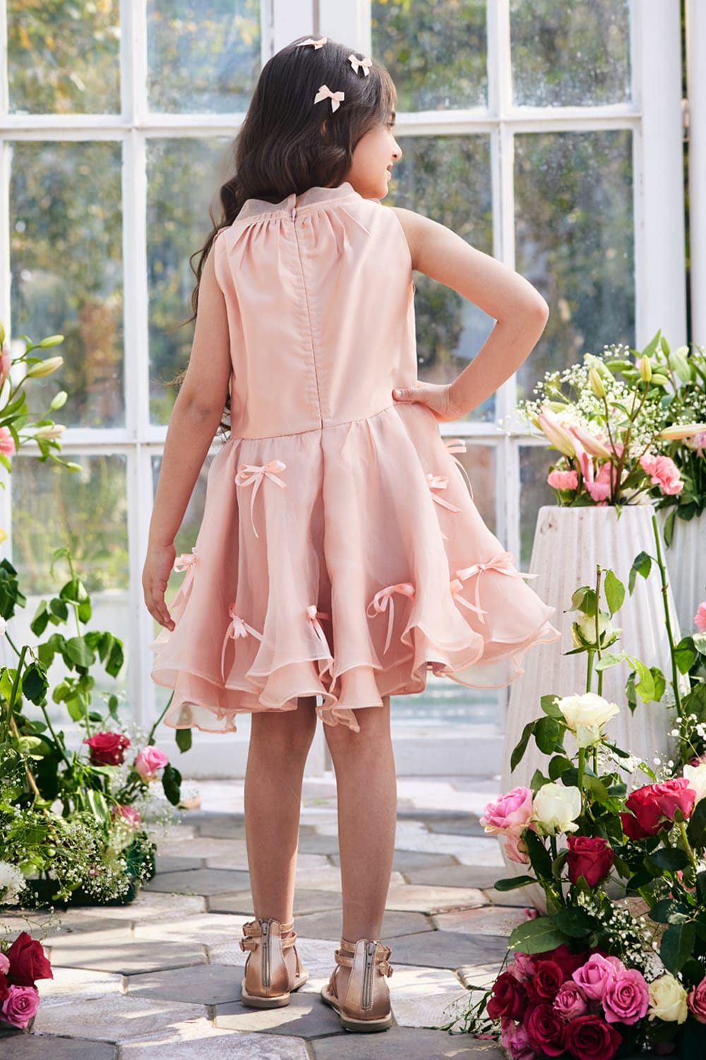 Snow Peach Dress – Peach Designer Dress for Girls | PNK – Isha Arora India