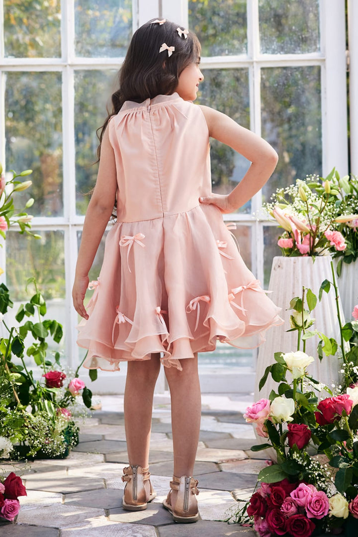 Snow Peach Dress – Peach Designer Dress for Girls | PNK – Isha Arora India