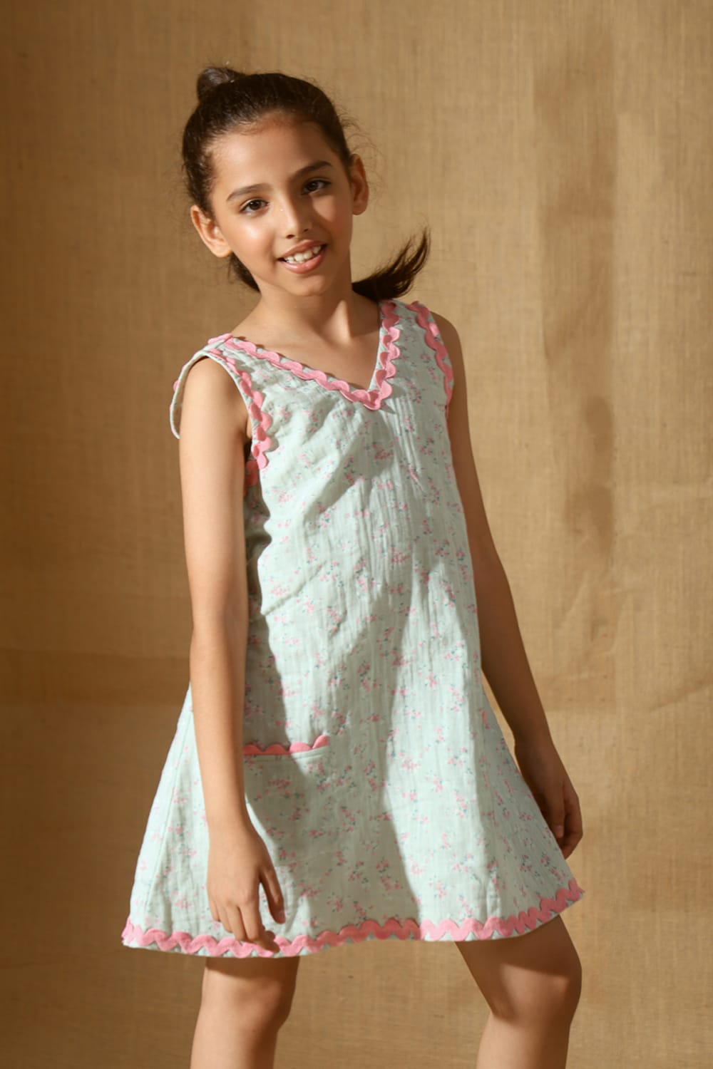 Soft Green Slip-On Summer Dress – Green Designer Dress for Girls | PNK – Isha Arora India