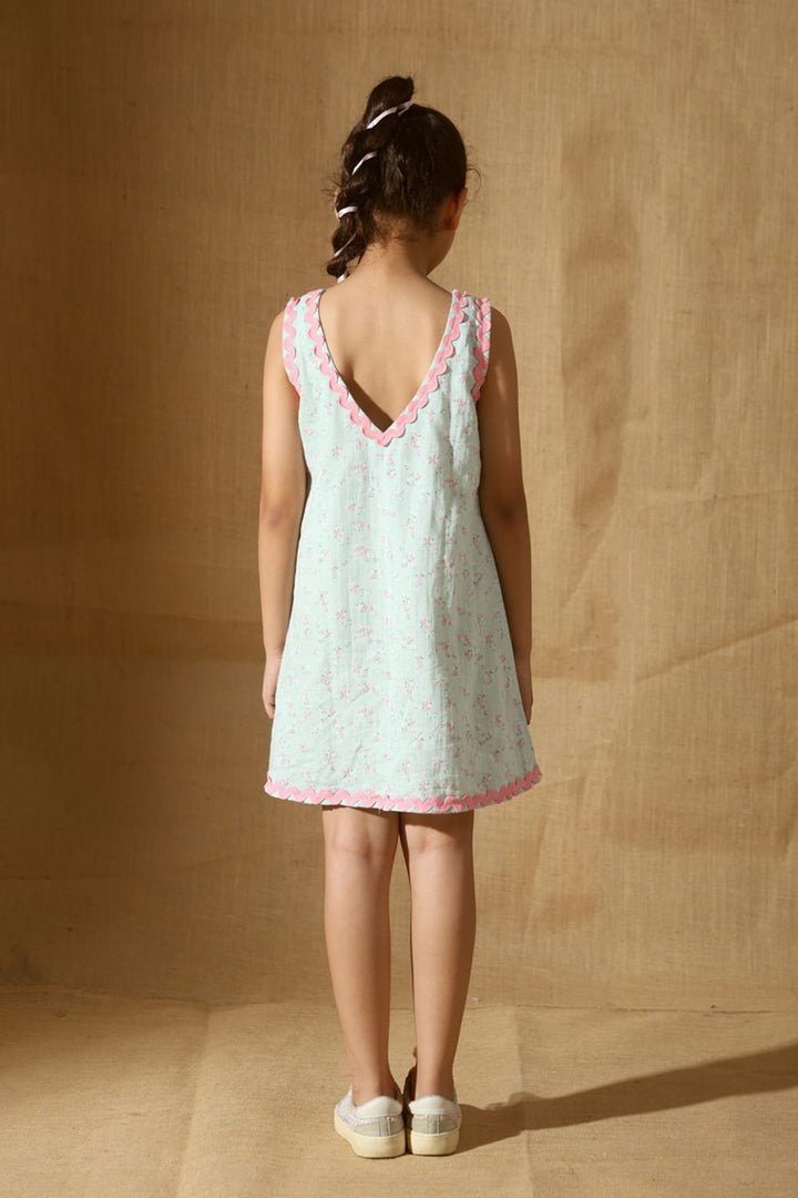 Soft Green Slip-On Summer Dress – Green Designer Dress for Girls | PNK – Isha Arora India