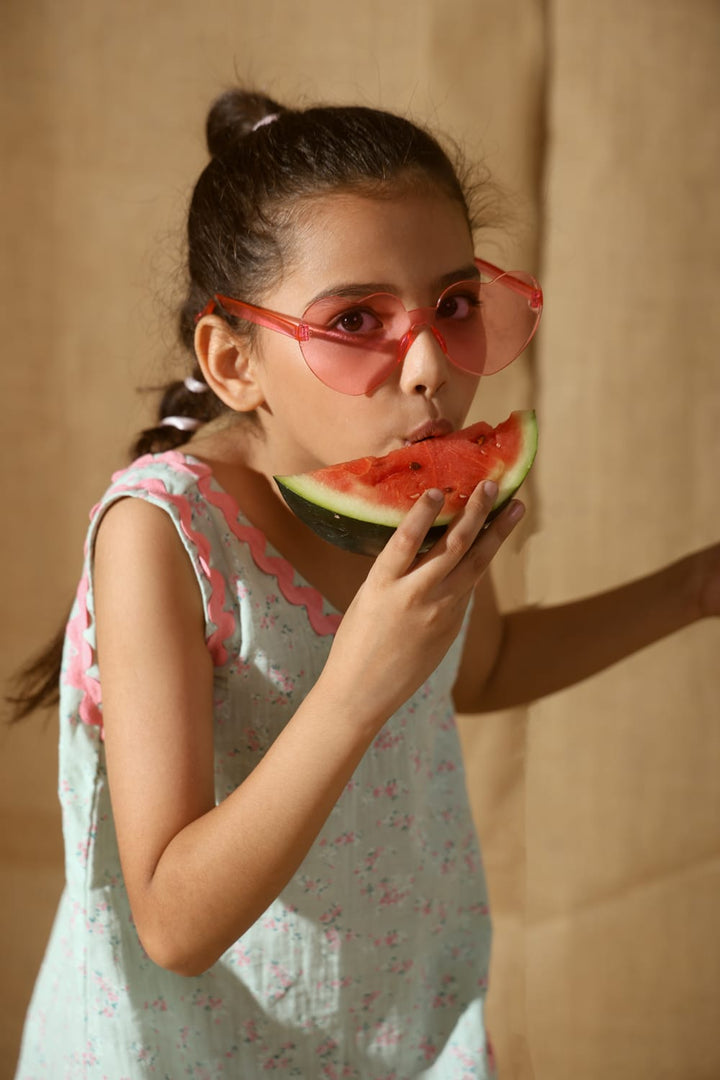Soft Green Slip-On Summer Dress – Green Designer Dress for Girls | PNK – Isha Arora India