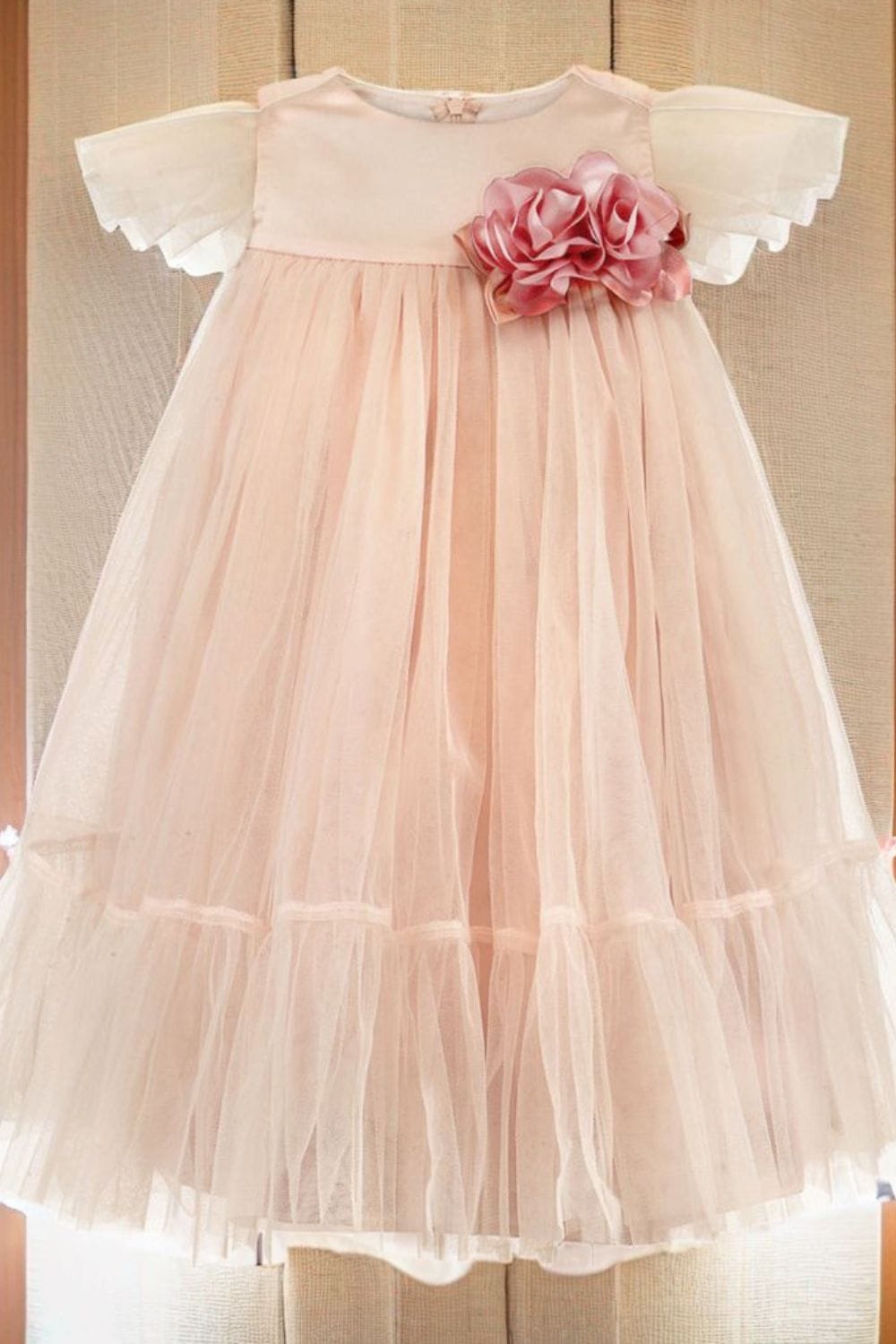 Soft Pink Net Overlay Dress – Pink Designer Dress for Girls | PNK – Isha Arora India