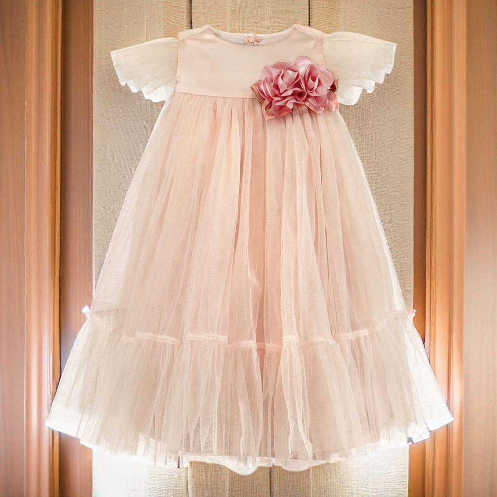 Soft Pink Net Overlay Dress – Pink Designer Dress for Girls | PNK – Isha Arora India