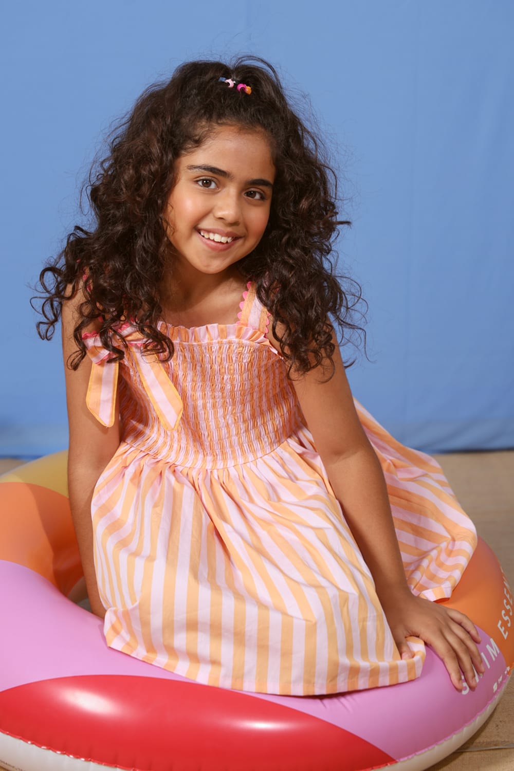 Stripe Me-Up Dress – Peach Designer Dress for Girls | PNK – Isha Arora India