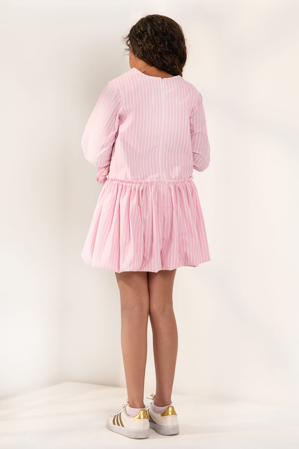 Sugar Stripe Long Sleeve Everyday Dress – Pink Designer Dress for Girls | PNK – Isha Arora India