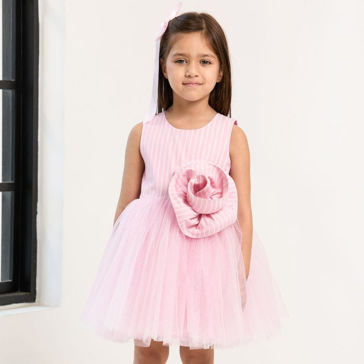 Sugar Stripe Swirl Dress – Pink Designer Dress for Girls | PNK – Isha Arora India