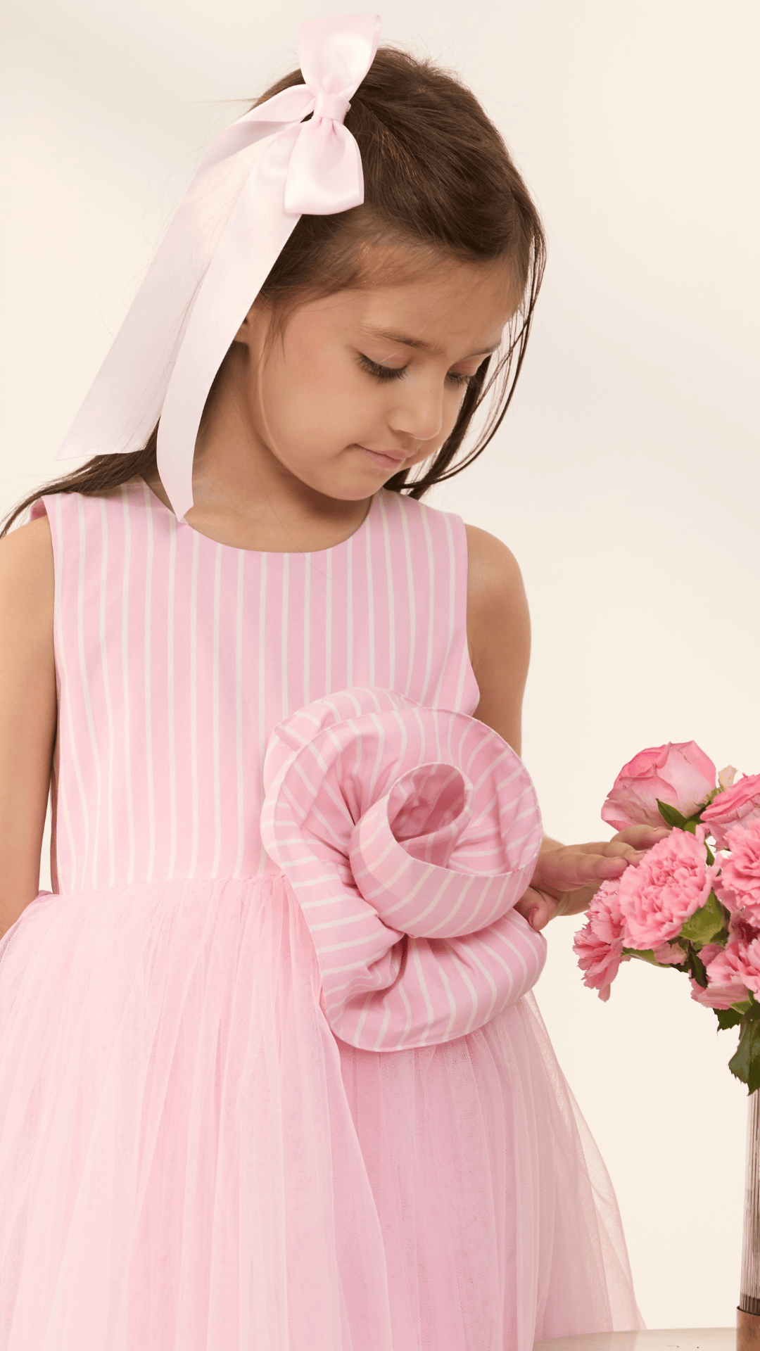 Sugar Stripe Swirl Dress – Pink Designer Dress for Girls | PNK – Isha Arora India