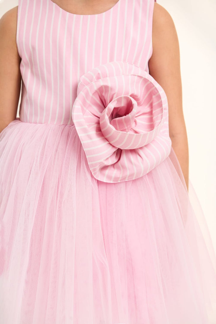 Sugar Stripe Swirl Dress – Pink Designer Dress for Girls | PNK – Isha Arora India