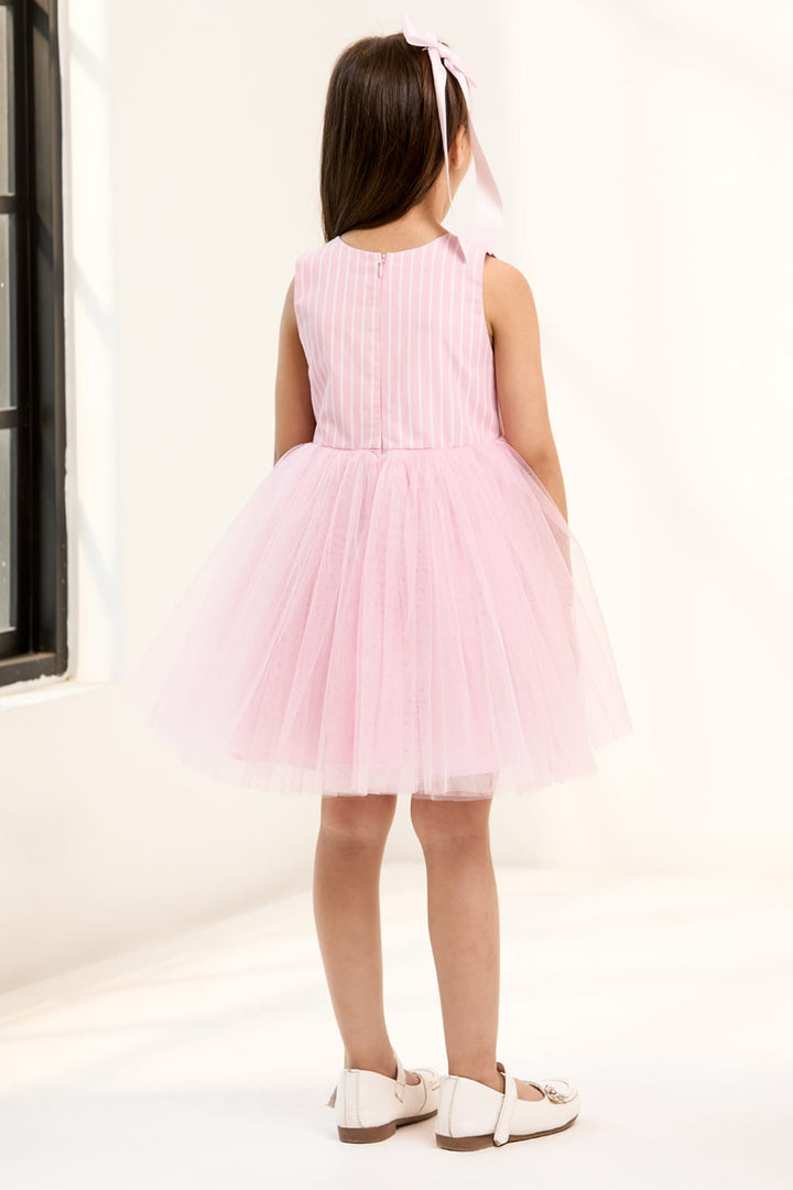 Sugar Stripe Swirl Dress – Pink Designer Dress for Girls | PNK – Isha Arora India