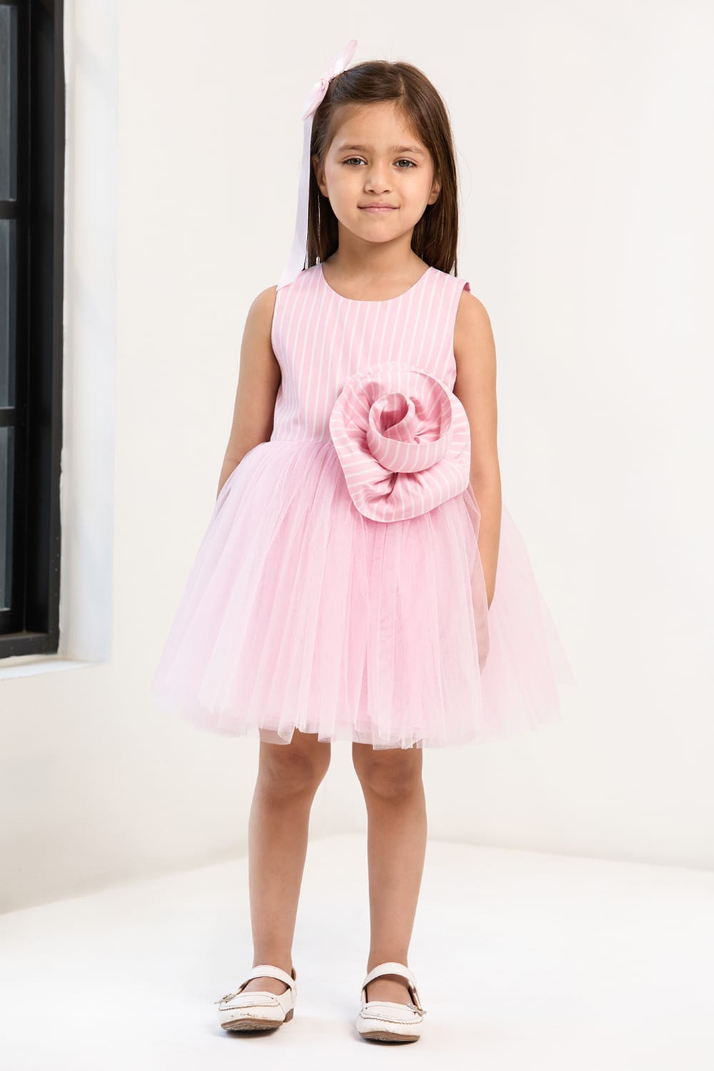 Sugar Stripe Swirl Dress – Pink Designer Dress for Girls | PNK – Isha Arora India
