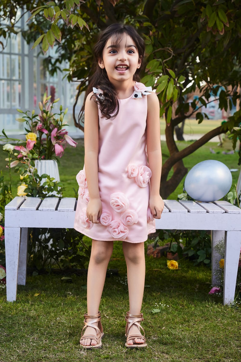 Summer Sun Peach Dress – Peach Designer Dress for Girls | PNK – Isha Arora India