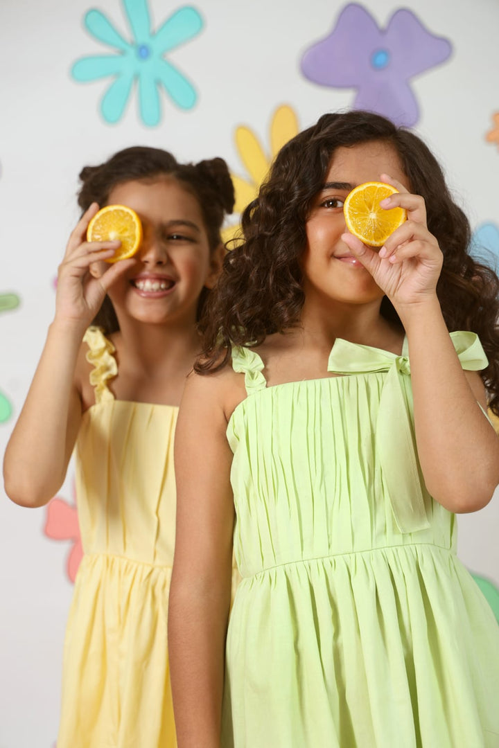 Summer Sunset Dress – Yellow Designer Dress for Girls | PNK – Isha Arora India