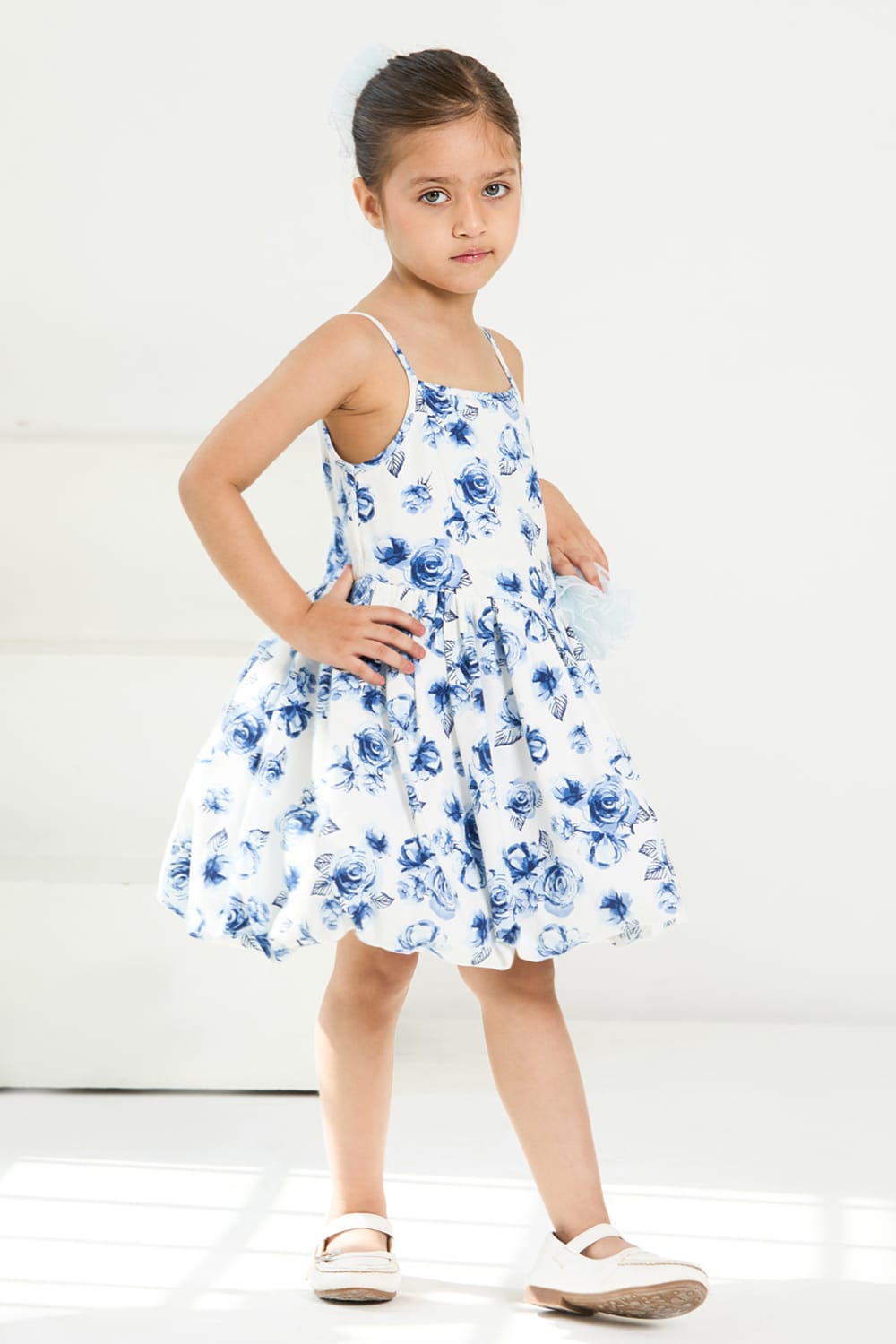 The Blue Rose Balloon Dress – Blue Designer Dress for Girls | PNK – Isha Arora India