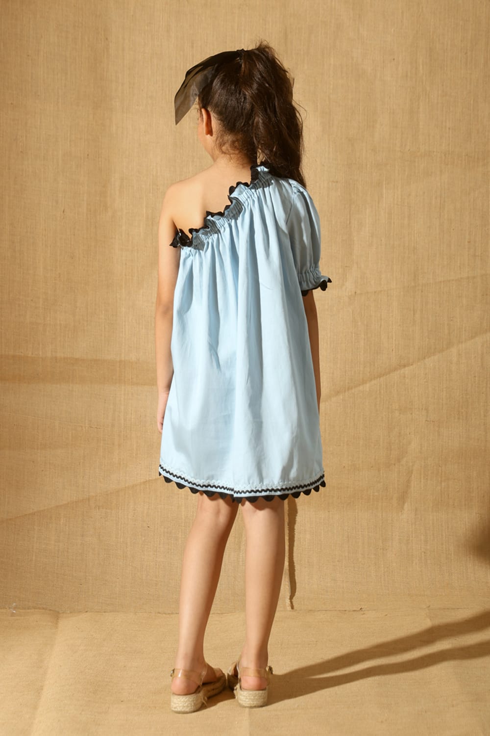 The Blue Skies One Shoulder Dress – Blue Designer Dress for Girls | PNK – Isha Arora India