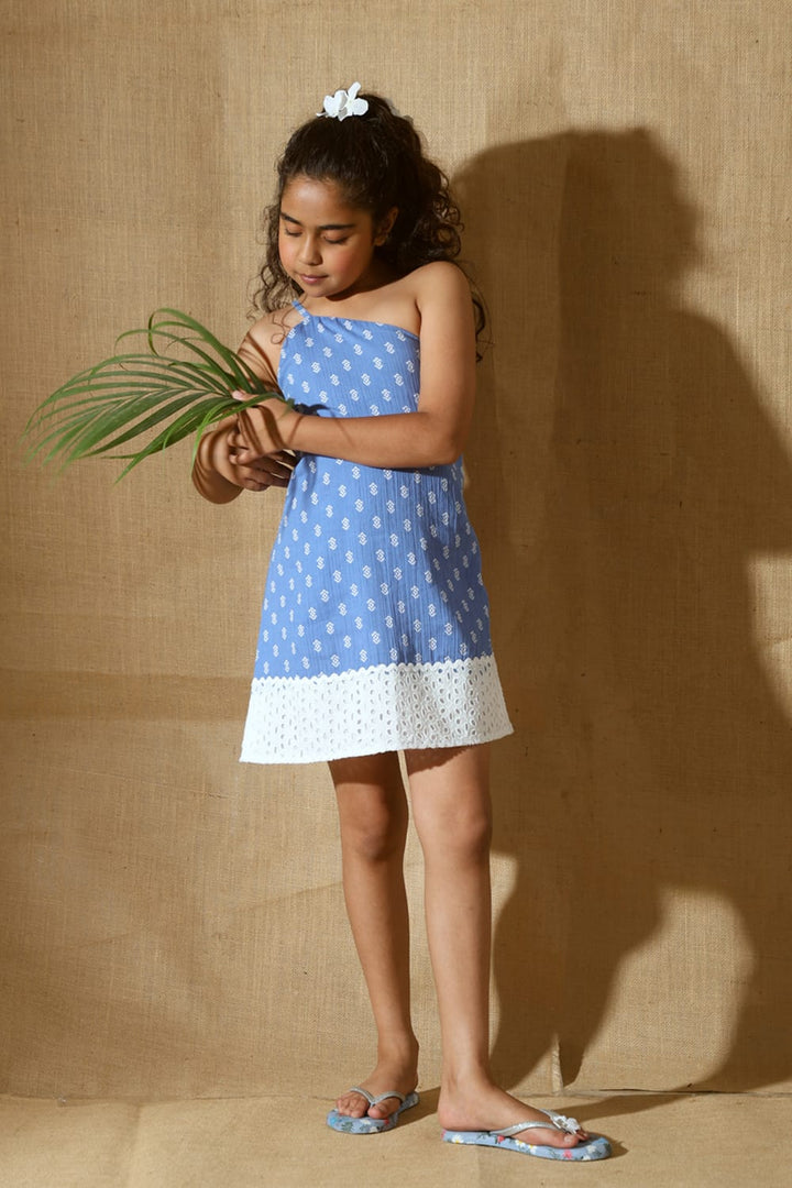 The Blue Waters' One Shoulder Dress – Blue Designer Dress for Girls | PNK – Isha Arora India