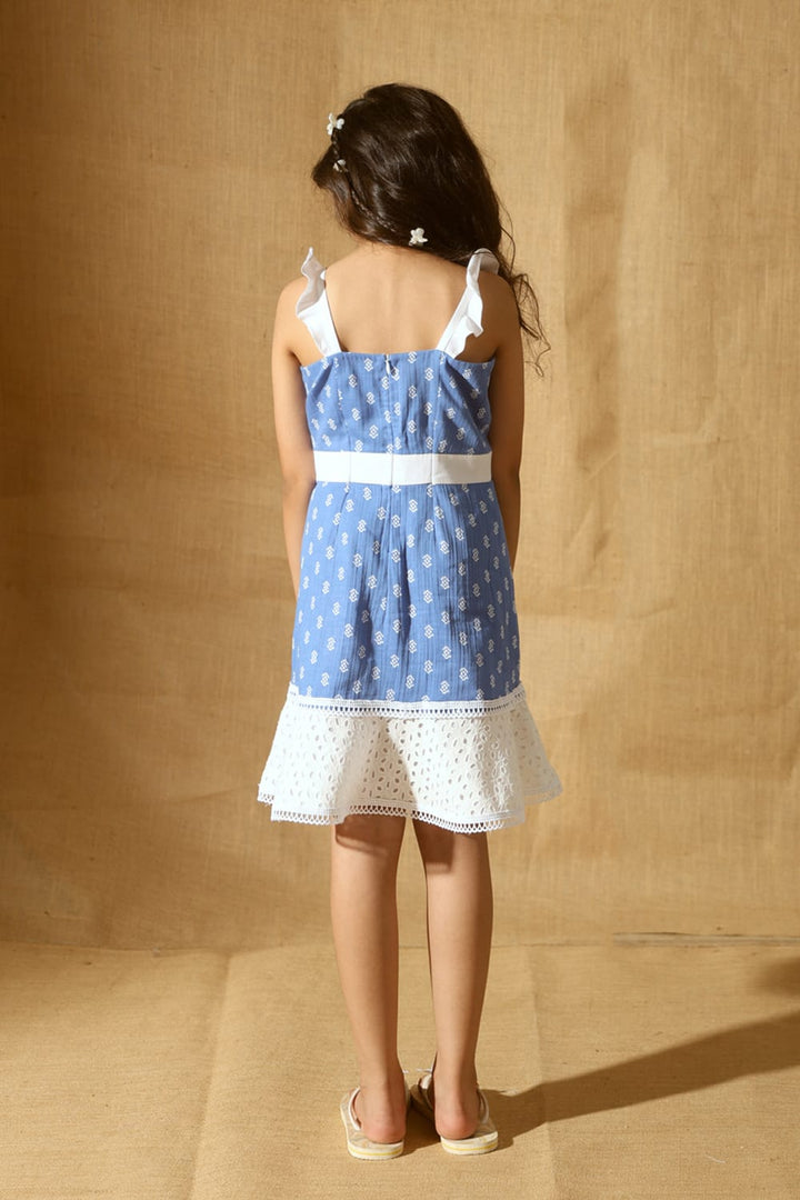 The Blue Waters' Ruffle Strap Dress – Blue Designer Dress for Girls | PNK – Isha Arora India