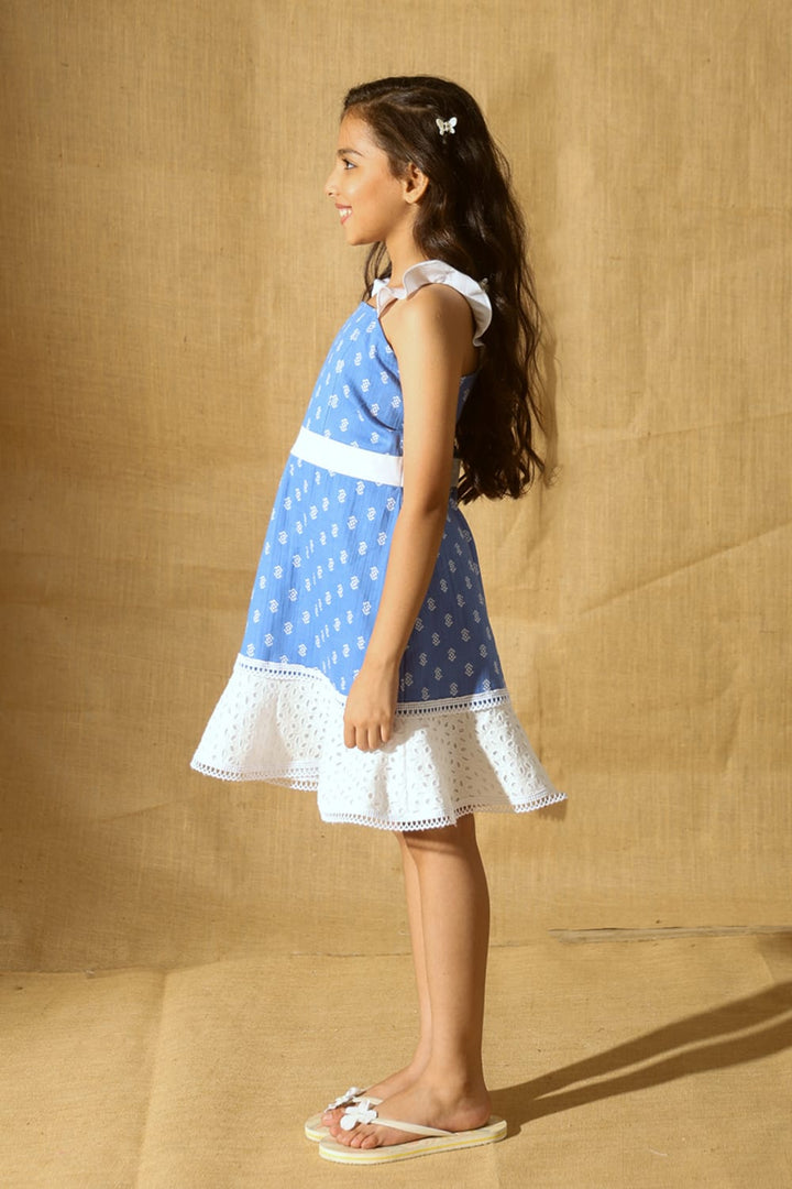The Blue Waters' Ruffle Strap Dress – Blue Designer Dress for Girls | PNK – Isha Arora India