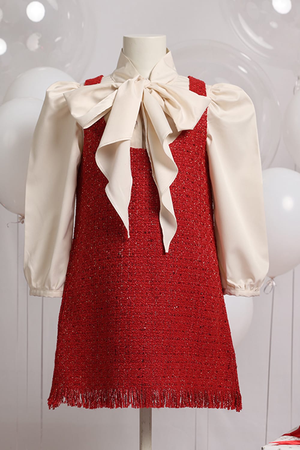 The Candy Cane Dress – Red Designer Dress for Girls | PNK – Isha Arora India